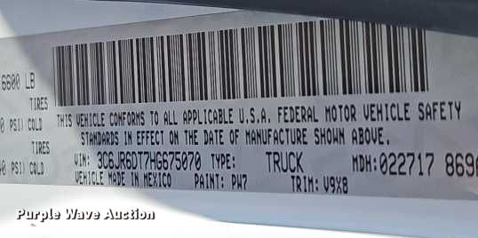 image for item EO4830 2017 RAM 1500 pickup truck