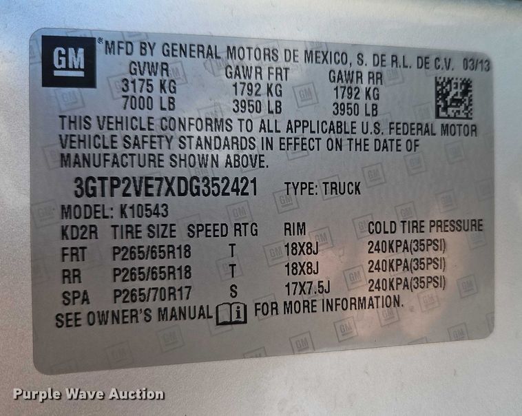 image for item EO4831 2013 GMC Sierra 1500 SLE Crew Cab pickup truck