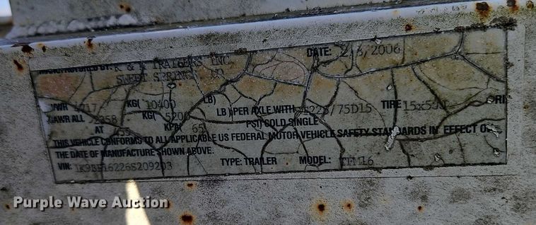 image for item EO4833 2006 K & K Trailers  utility trailer