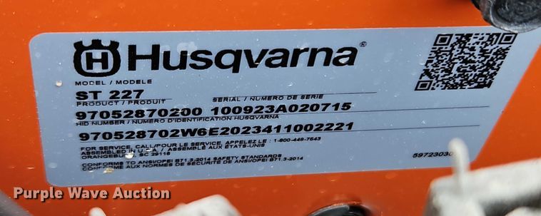 image for item EO4839 Husqvarna ST 227 snow blower
