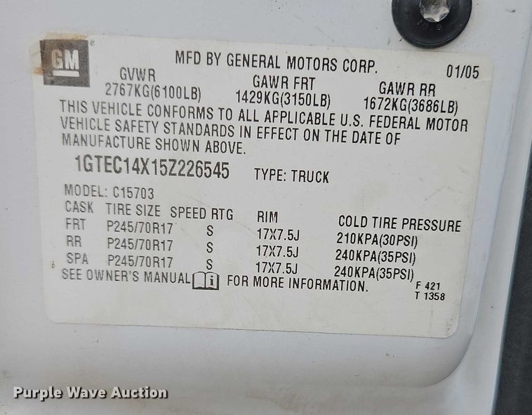 image for item EO4848 2005 GMC Sierra 1500 pickup truck