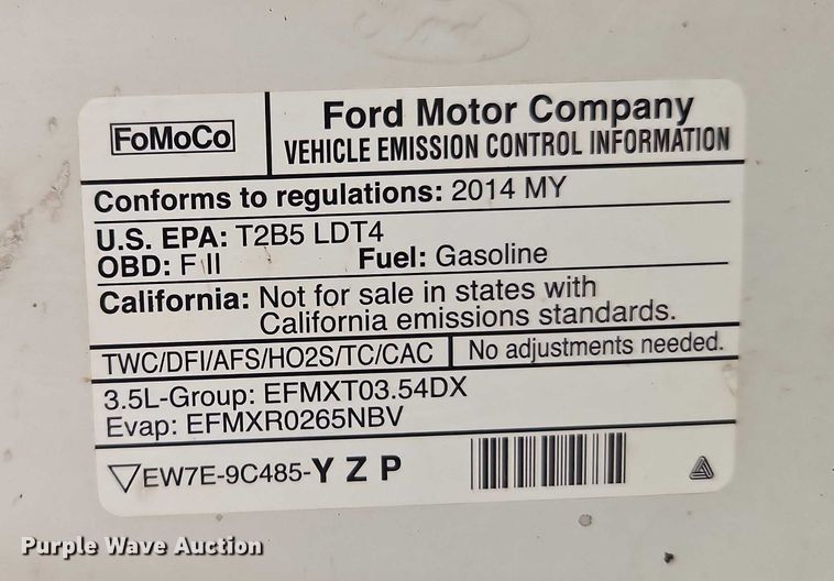 image for item EO4851 2014 Ford F150 XLT SuperCrew pickup truck