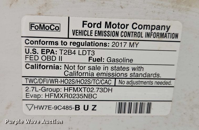 image for item EO4852 2017 Ford F150 XL SuperCab pickup truck