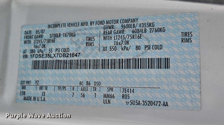 image for item EO4856 2007 Ford E-350 box truck