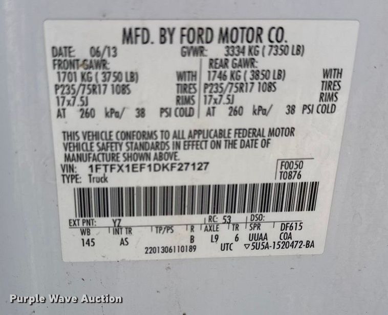 image for item EP0912 2013 Ford F150 SuperCab pickup truck