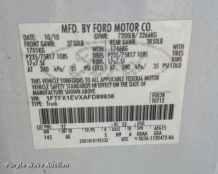 image for item EP0913 2010 Ford F150 SuperCab pickup truck