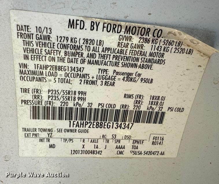 image for item EP0935 2014 Ford Taurus 