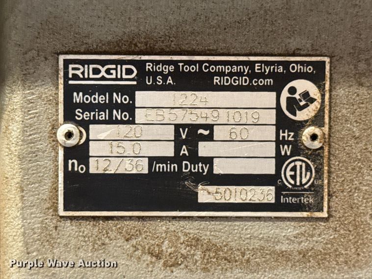 image for item EP0978 Rigid 1224 pipe threader