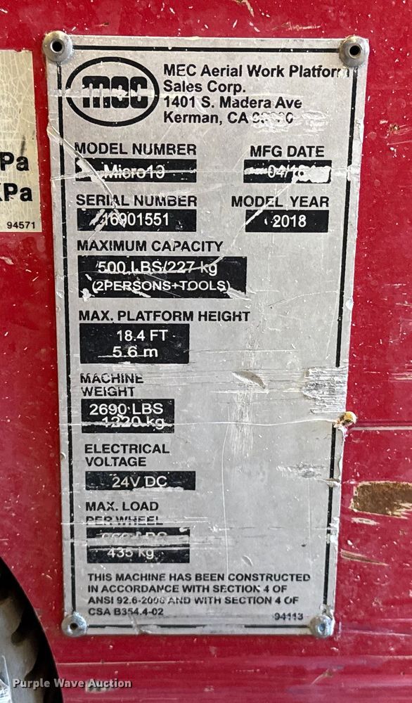 image for item EP2537 2018 MEC Micro19 scissor lift