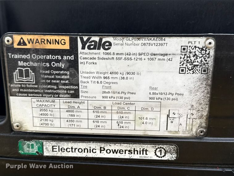 image for item EP2575 2019 Yale GLP050VXNKAE084 forklift