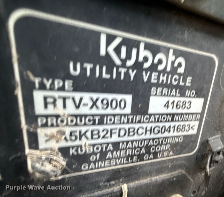 image for item EP2576 2017 Kubota RTV-X900 utility vehicle