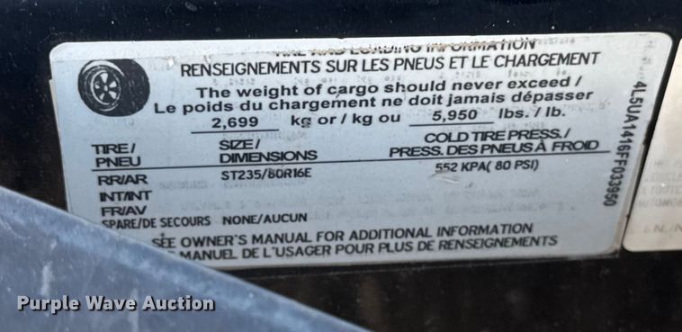 image for item ER0252 2015 B-B TRAILER tilt deck equipment trailer