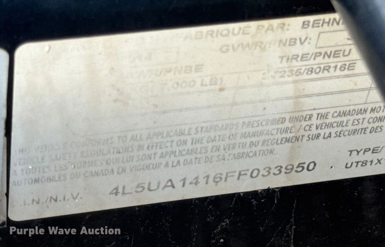 image for item ER0252 2015 B-B TRAILER tilt deck equipment trailer