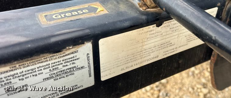 image for item ER0253 2015 B-B TRAILER tilt deck equipment trailer