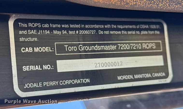 image for item ER0260 2007 Toro Groundsmaster 7200 with Polar Trac system