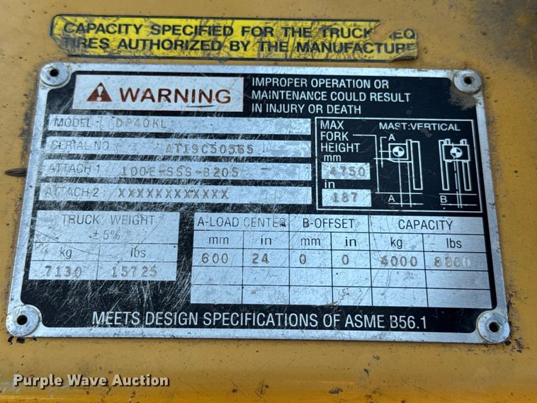 image for item ER0262 Caterpillar DP40KL forklift