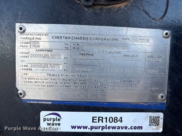 image for item ER1084 2019 Cheetah Chassis Corporation Swaploader hook lift container trailer