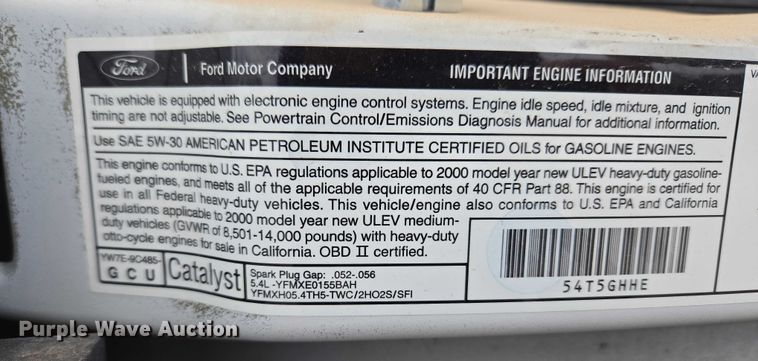 image for item ET5255 2000 Ford E350 fiber optic splicing truck