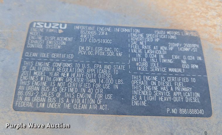 image for item ET5259 2012 Isuzu NPR flatbed truck