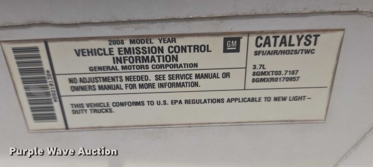 image for item ET5261 2008 Chevrolet Colorado pickup truck