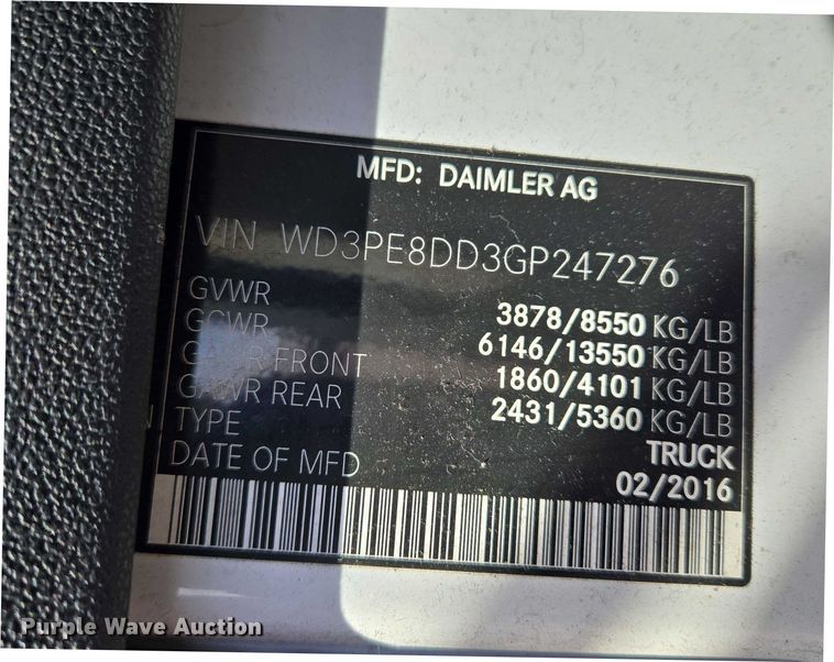 image for item ET5264 2016 Mercedes-Benz Sprinter 2500 delivery van