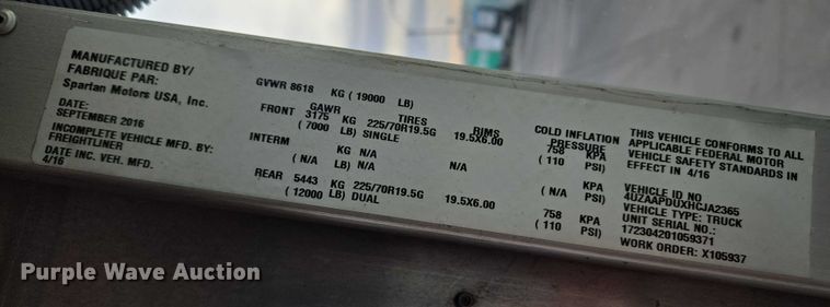 image for item ET5271 2017 Freightliner MT45  delivery truck