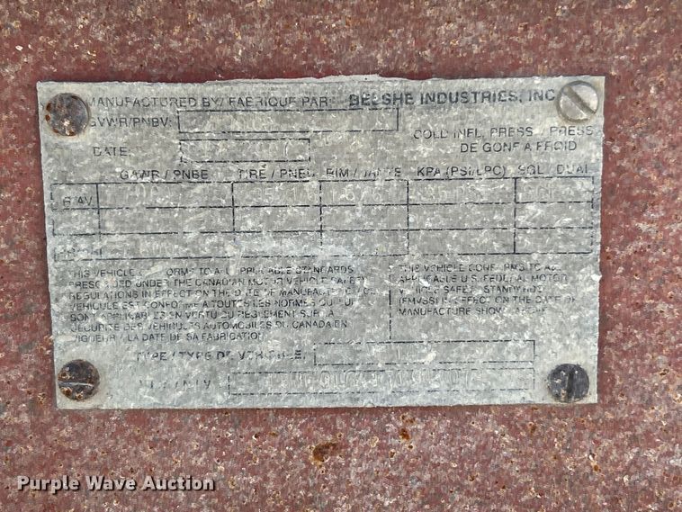 image for item ET6582 2007 Belshe WB14 equipment trailer