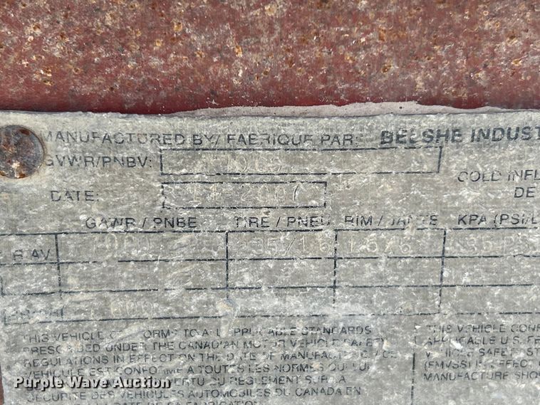 image for item ET6582 2007 Belshe WB14 equipment trailer