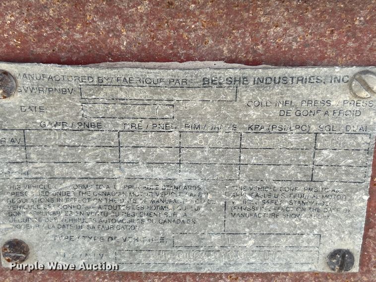 image for item ET6582 2007 Belshe WB14 equipment trailer