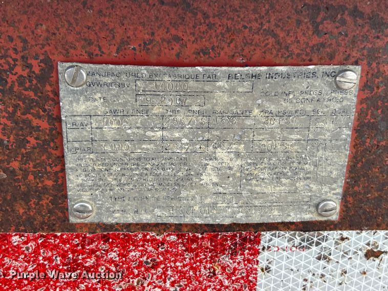 image for item ET6583 2007 Belshe WB14 equipment trailer