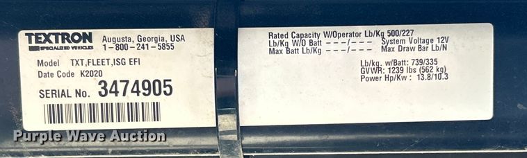 image for item ET6659 2020 EZ-GO TXT EX1 golf cart