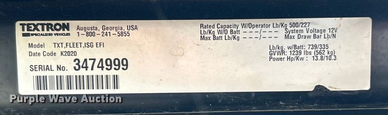 image for item ET6662 2020 EZ-GO TXT golf cart