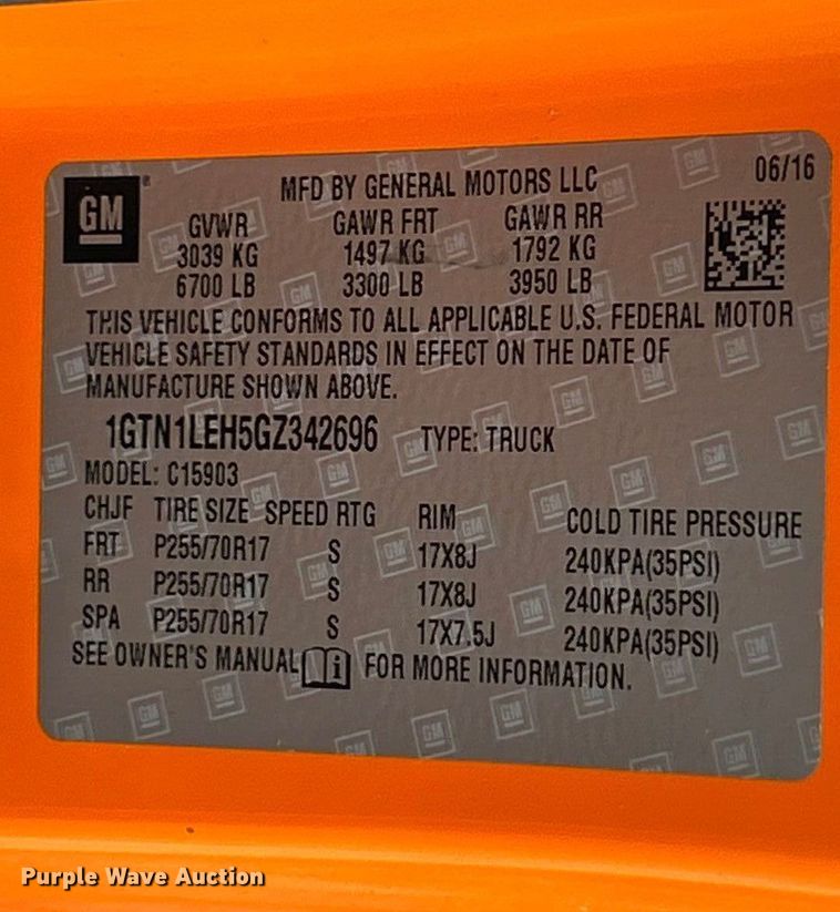 image for item ET6665 2016 GMC Sierra 1500 pickup truck