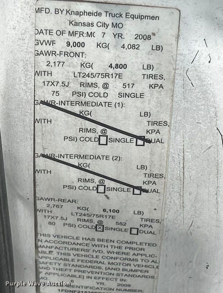 image for item ET6669 2008 Ford F250 Super Duty XL utility bed pickup truck