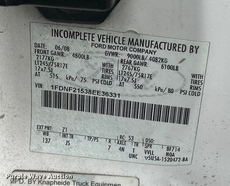 image for item ET6669 2008 Ford F250 Super Duty XL utility bed pickup truck