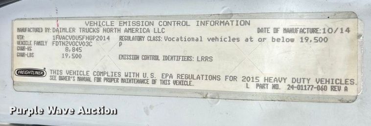 image for item ET6718 2015 Freightliner M2 shuttle bus