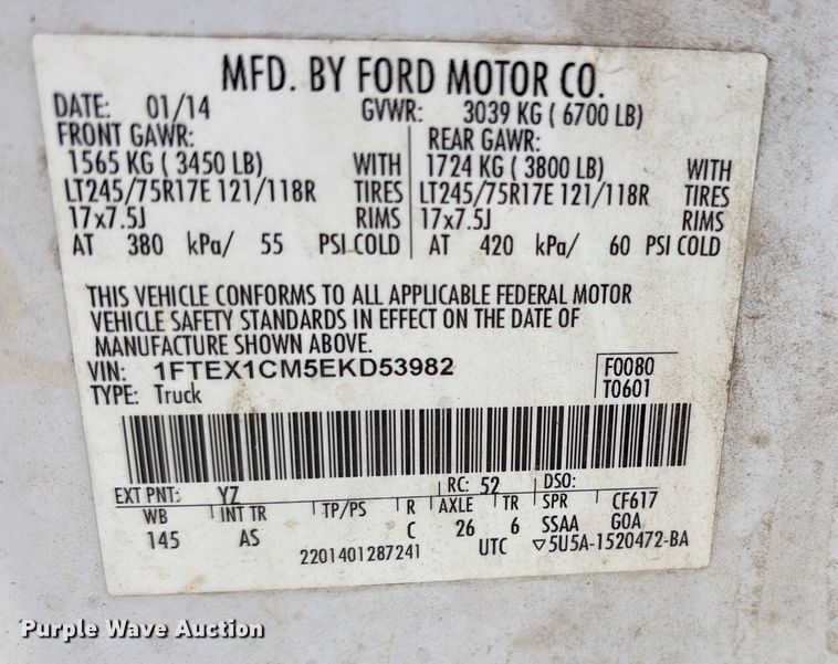 image for item ET7239 2014 Ford F150 SuperCab pickup truck