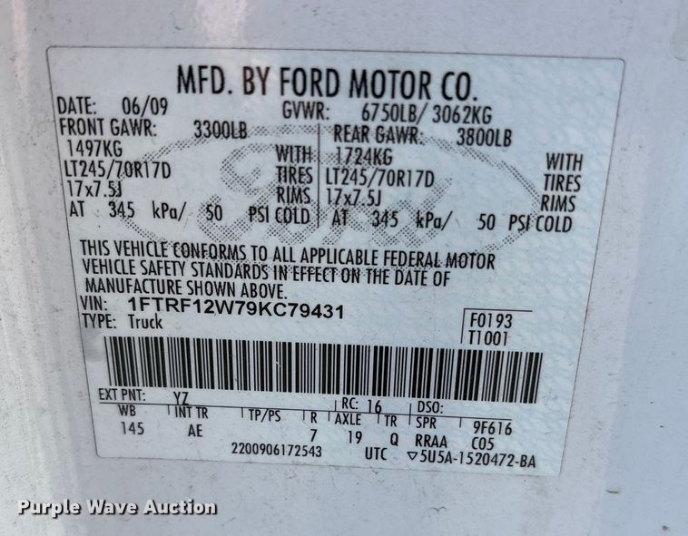 image for item ET7297 2009 Ford F150 pickup truck