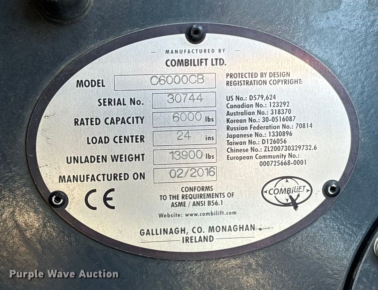 image for item ET7303 2016 Combilift C6000CB forklift