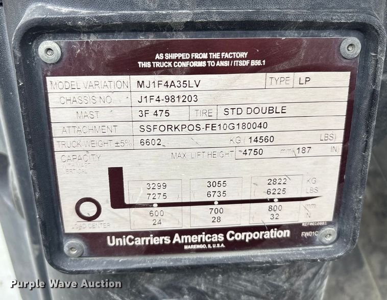 image for item ET8605 2015 Nissan PF80YLP forklift