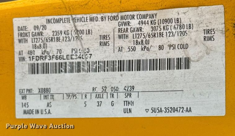 image for item EU2228 2020 Ford F350 Super Duty utility bed pickup truck