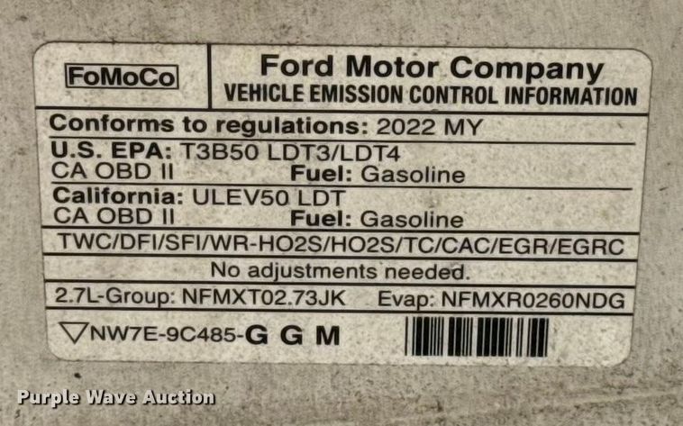 image for item EU2230 2022 Ford F150 SuperCrew pickup truck