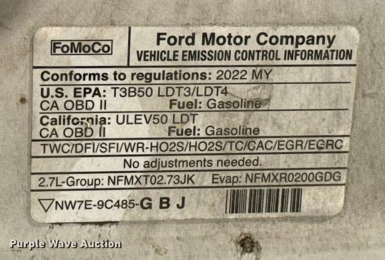 image for item EU2246 2022 Ford F150 SuperCrew pickup truck