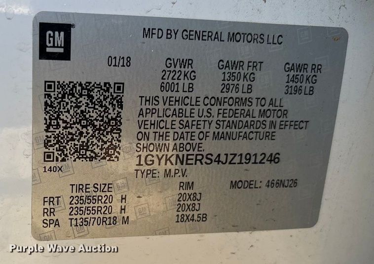 image for item EU4706 2018 Cadillac XT5 SUV