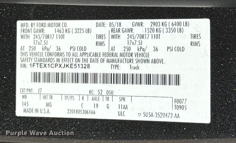 image for item EU5069 2018 Ford F150 SuperCab pickup truck