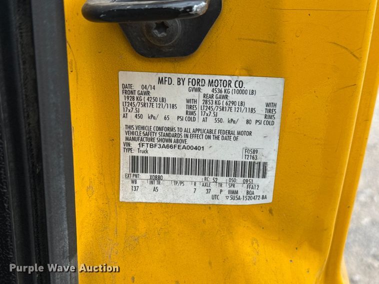 image for item EU5195 2015 Ford F350 Super Duty XL utility bed pickup truck