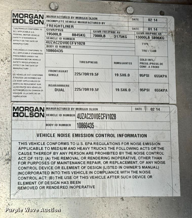 image for item EU5372 2014 Freightliner MT45 delivery truck