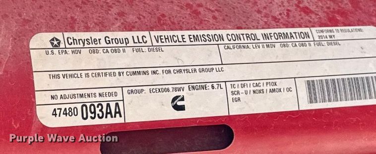 image for item EU5400 2014 RAM 3500 Crew Cab flatbed pickup truck