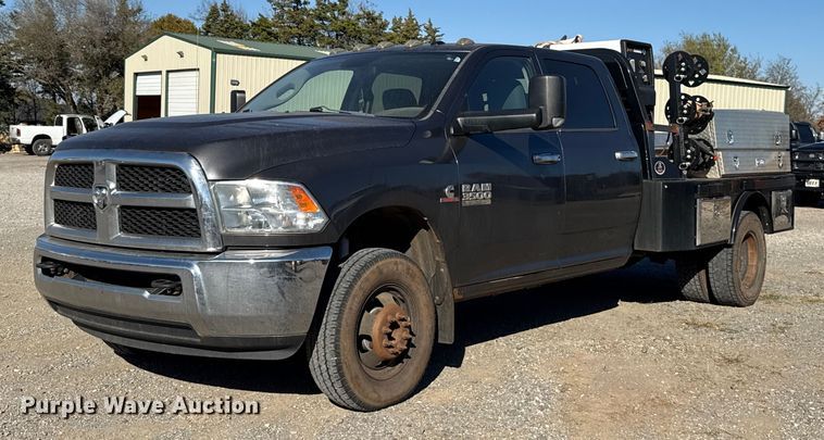 image for item EU5401 2014 RAM 3500 Crew Cab flatbed pickup truck