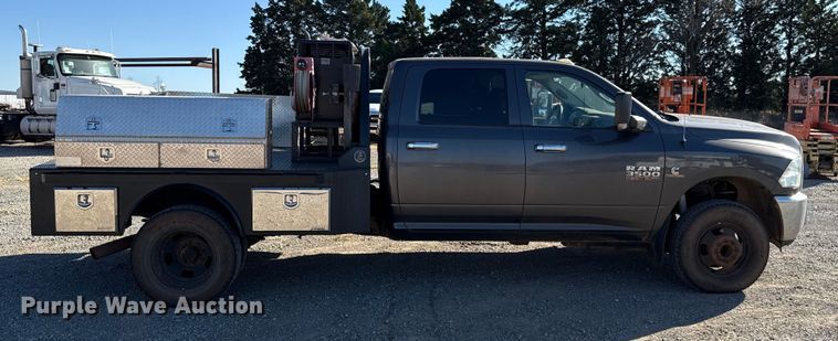 image for item EU5401 2014 RAM 3500 Crew Cab flatbed pickup truck